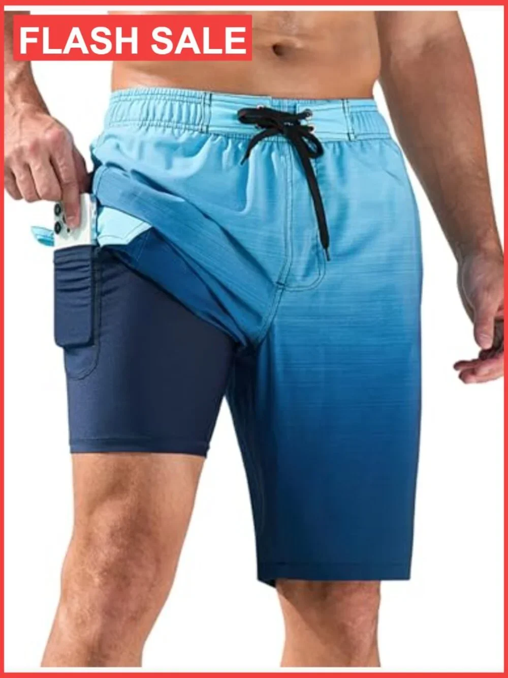 Men's Swim Trunks with Compression Liner Quick-Dry 10